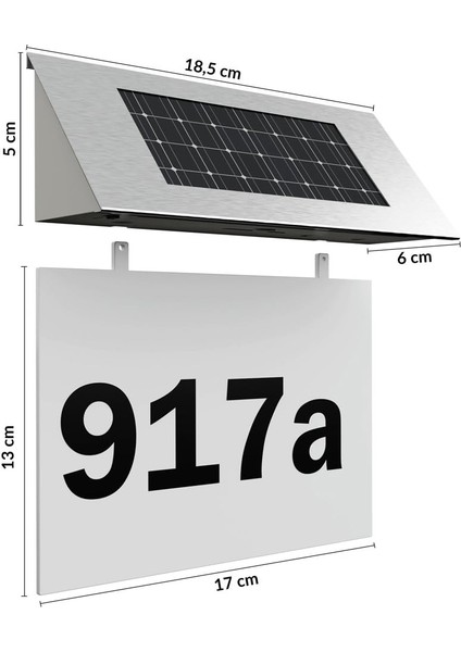 Paslanmaz Çelik Aydınlatmalı Ev Numarası 4 LED Güneş Enerjili - Beyaz (Yurt Dışından) fırsatları