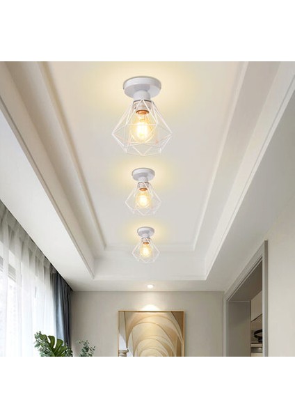 Sıhırlı 3 Adet Elmas Kafes Tavan Işık E27 16 cm Beyaz Retro Endüstriyel Avize Sarkıt Koridor Merdiven Yatak Odası Için (Yurt Dışından) fırsatları