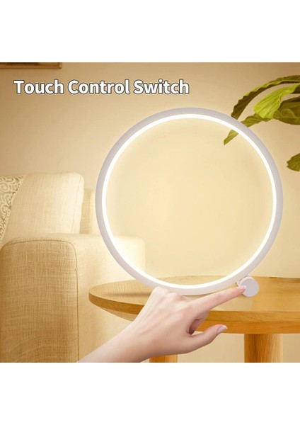 LED Başucu Lambası Kısılabilir Dokunmatik Masa Lambası, 3 Renk 10 Parlaklık Modern Dairesel Tasarım, Metal Malzeme, Yatak Odası Için Masa Okuma Lambası - - (Yurt Dışından) fiyatları