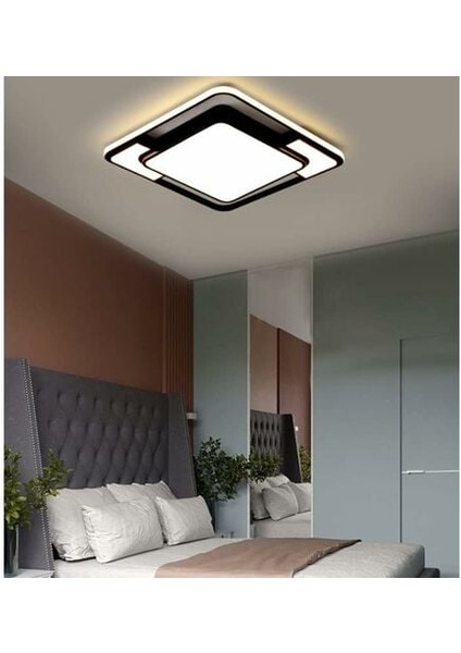 LED Tavan Işığı, Çap 52CM Modern Kare LED Tavan Lambası, 48W Oturma Odası Yatak Odası Ofis Oturma Odası Için Uzaktan Kumandalı Kademesiz Kısılabilir Tavan Işığı (Yurt Dışından) modelleri