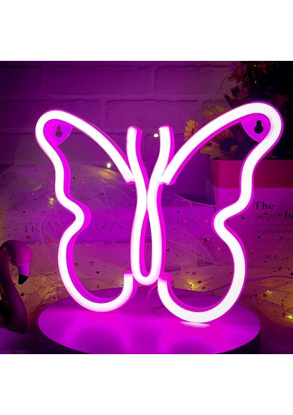 Kelebek Neon Işık Burcu - Duvar Dekoru Için Pembe LED Neon Burcu, Yatak Odası, Çocuk Odası, Oturma Odası, Bar, Parti, Noel, Düğün Için USB Veya Pille Çalışan (Yurt Dışından) fiyatları
