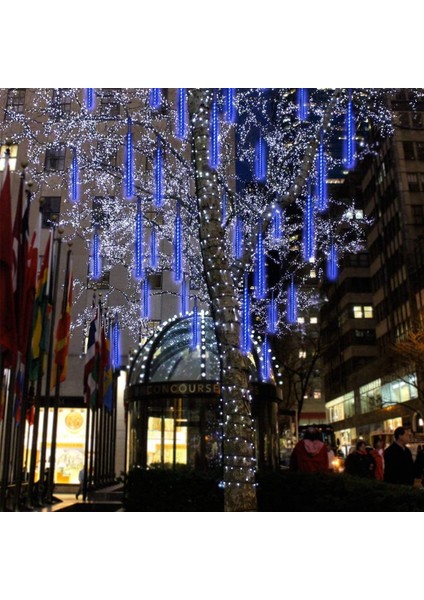 Meteor Yağmuru Işık Dize Işıklar, LED Meteor Yağmuru Su Geçirmez Dış Mekan Duşu Yağmur Işıkları 30CM 8 Tüp 192 Led, Düğün Partisi Için Noel Akşamı Ev Ağacı Köknar Bahçesi, Mavi (Yurt Dışından) modelleri