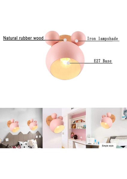 Iç Mekan Duvar Lambaları Iskandinav Yatak Odası Başucu Lambası Yaratıcı Kişilik Çocuk Basit Macaron Ahşap Okuma Işığı Koridor Dekorasyonu Duvar Aplik - Pembe Duvar Lambaları (Yurt Dışından) fırsatları