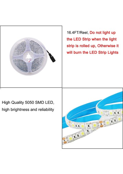 12V LED Şerit Soğuk Beyaz 6500K, 5 Metre Esnek 300 LED 5050 Smd IP65 Su Geçirmez LED Şerit (Yurt Dışından) indirimleri