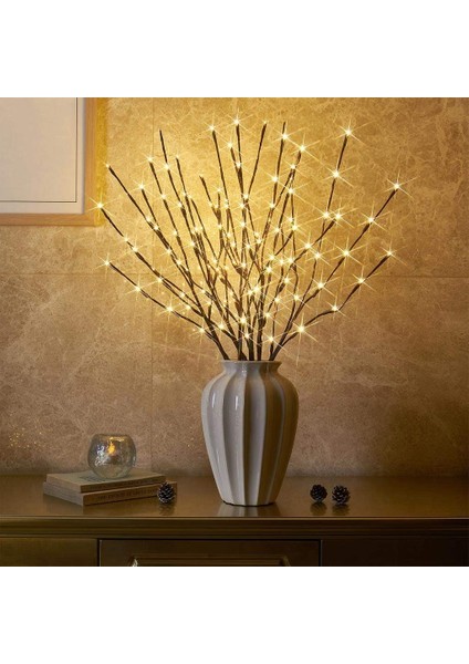 3 Parçalı Işık Ağacı Açık Hava Kapalı 60 Adet LED Su Geçirmez Işık Dalları 76CM Sıcak Beyaz Dallar Açık Kahverengi, Pille Çalışır (Yurt Dışından) fiyatları