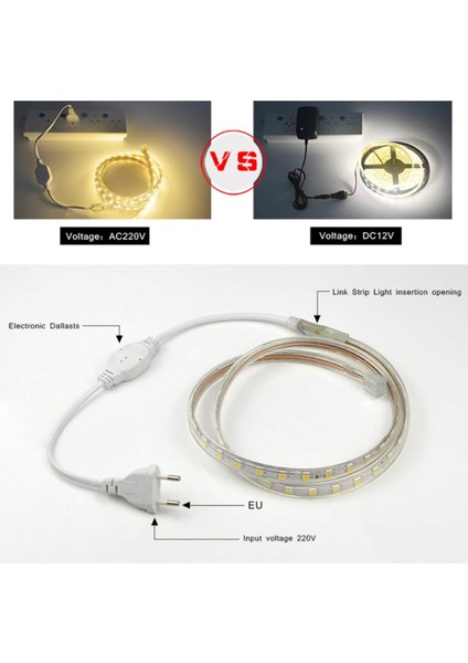 LED Şerit, LED Şerit, Parlak LED Şerit 220V, 5050 IP65 Su Geçirmez LED Şerit Şerit, Soğuk Beyaz (2m) (Yurt Dışından) modelleri