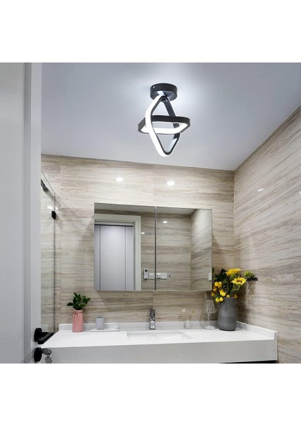 LED Tavan Işığı, Siyah Modern Avize Lamba 22W Koridor Balkon Için Kare Koridor Tavan Işığı, 3000K Sıcak Beyaz Işık, Çap 22CM (Yurt Dışından) modelleri