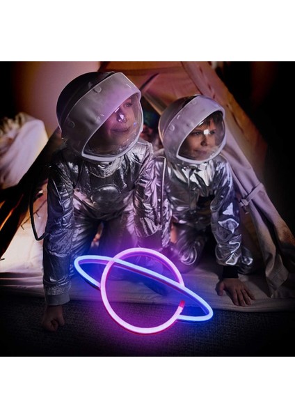 Gezegen Işık Tabelası - LED Planet Neon Pembe/mavi Gezegen Neon Tabela Duvar Işığı, Pil Veya USB ile Çalışan (Yurt Dışından) fiyatları