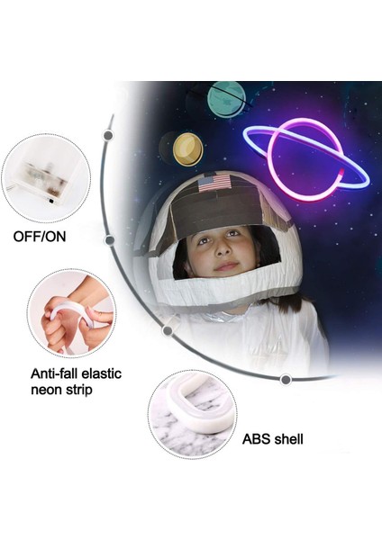 Gezegen Işık Tabelası - LED Planet Neon Pembe/mavi Gezegen Neon Tabela Duvar Işığı, Pil Veya USB ile Çalışan (Yurt Dışından) indirimleri