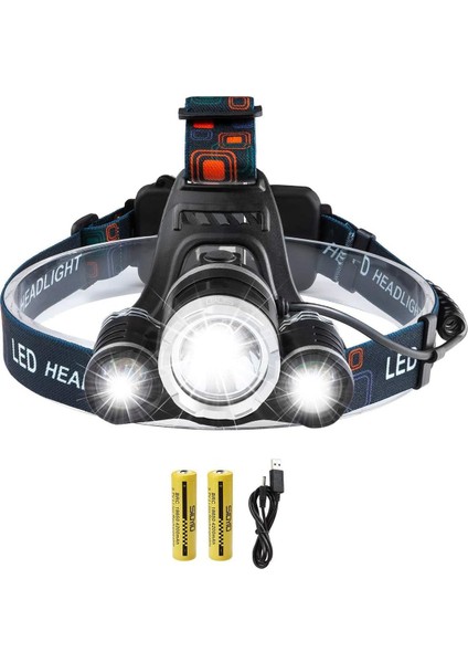 5000LM Xml T6 LED Kafa El Feneri 3 Mod Su Geçirmez 4.200 Mah 2 x Şarj Edilebilir 18650 Piller Şarj Cihazı ve Araç Şarj Cihazı Dahil (Yurt Dışından)