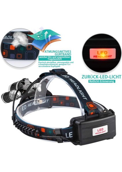 5000LM Xml T6 LED Kafa El Feneri 3 Mod Su Geçirmez 4.200 Mah 2 x Şarj Edilebilir 18650 Piller Şarj Cihazı ve Araç Şarj Cihazı Dahil (Yurt Dışından) fırsatları