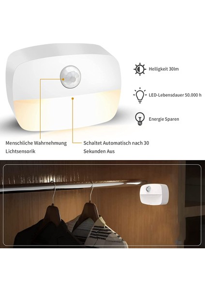 Hareket Sensörlü LED Gece Lambası, Iç Mekan Gece Lambası Kabin Aydınlatması, Koridor, Merdiven, Banyo, Yatak Odası Için Otomatik Açma/kapama Işık Sensörlü Işık (Yurt Dışından) fiyatları