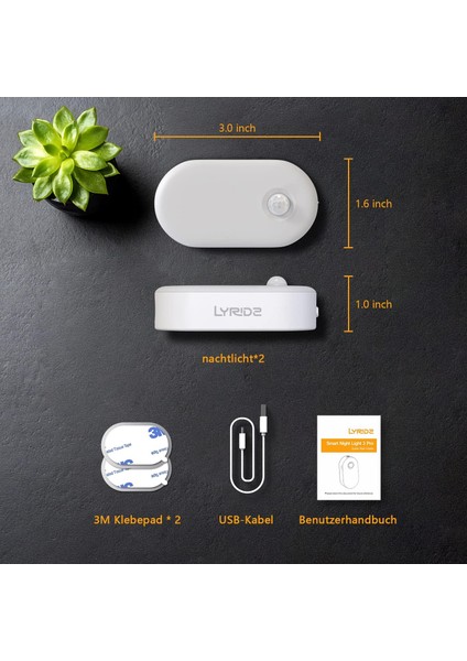 Hareket Dedektörlü Kısılabilir Gece Lambası, Lyrıdz Sıcak Beyaz LED Gece Lambası, Şarj Edilebilir USB (2 Parça) (Yurt Dışından) fiyatları