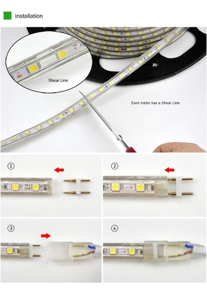 LED Şerit, LED Şerit, Parlak LED Şerit 220V, 5050 IP65 Su Geçirmez LED Şerit Şerit, Soğuk Beyaz (2m) (Yurt Dışından) fırsatları
