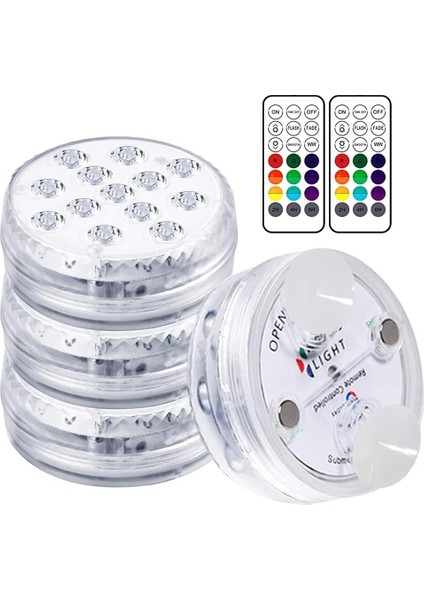 Sualtı Işığı, LED Sualtı Işığı Havuz Aydınlatması Uzaktan Kumandalı Manyetik Su Geçirmez Işık, IP68, 13 LED Renk Değiştirme (4'lü Set) (Yurt Dışından)