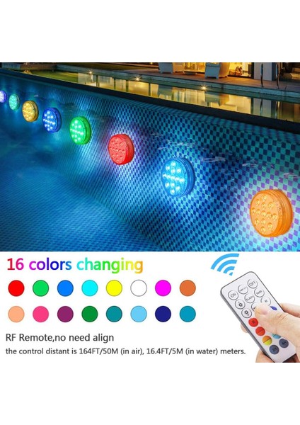 Sualtı Işığı, LED Sualtı Işığı Havuz Aydınlatması Uzaktan Kumandalı Manyetik Su Geçirmez Işık, IP68, 13 LED Renk Değiştirme (4'lü Set) (Yurt Dışından) indirimleri