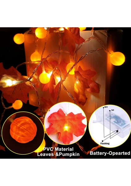 Dekoratif 10FT 30 LED Kabak Akçaağaç Yaprağı Garland Dize Işıkları Sonbahar Dekorasyonu Için Mevsimsel Işıklar Parti Iç Mekan Dış Mekan Dekorasyonu (Yurt Dışından) fiyatları
