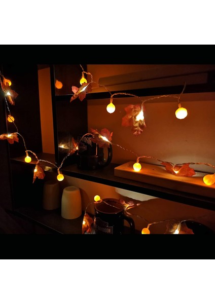 Dekoratif 10FT 30 LED Kabak Akçaağaç Yaprağı Garland Dize Işıkları Sonbahar Dekorasyonu Için Mevsimsel Işıklar Parti Iç Mekan Dış Mekan Dekorasyonu (Yurt Dışından) fırsatları