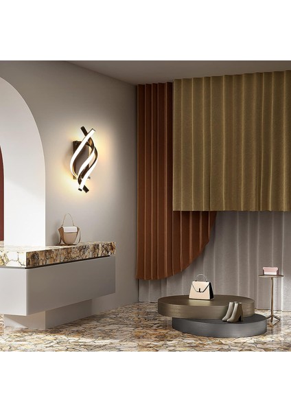 LED Duvar Lambası, Modern Duvar Lambası 16 W Kavisli Tasarım IP20, 3000K Sıcak Beyaz Işık, 1200 Lümen, Siyah, Yatak Odası, Çalışma Için (Yurt Dışından) fiyatları