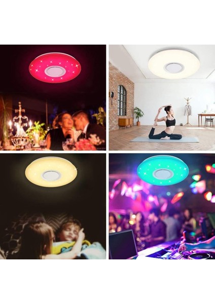 Bluetooth Hoparlörlü Uzaktan Kumandalı ve App Kontrollü Tavan Lambası Ce Sertifikası 24W Renk Değiştiren Kısılabilir 3000-6500 Kelvin-Soğuk Beyaz (Yurt Dışından) indirimleri
