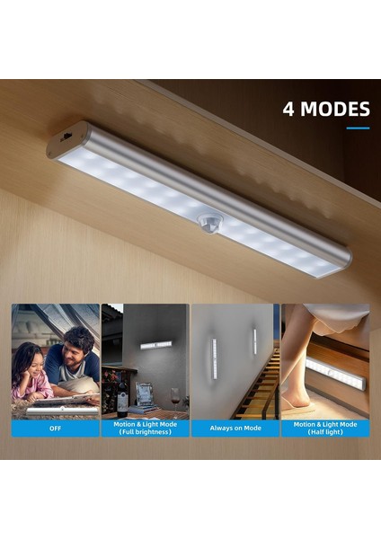 Şarj Edilebilir LED Hareket Sensörlü Işık, Kablosuz Dolap Işığı, Acil Durum El Lambası, Çocuk Gece Lambası, Vurgu, Soğuk Beyaz 6000K (Yurt Dışından) modelleri