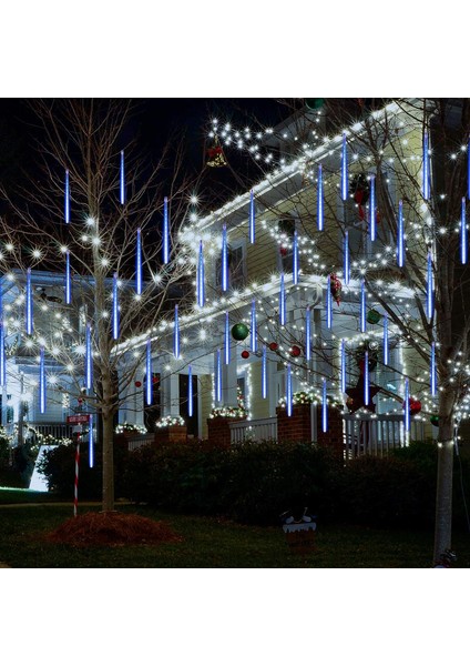 Dış Mekan Dize Işıklar, LED Meteor Yağmuru Işığı, Kar Yağışı Işıkları, Düğün Bahçe Balkon Ağacı Dekorasyonu Için Su Geçirmez Noel Işıkları, 30CM 10 Tüpler, Mavi (Yurt Dışından) modelleri