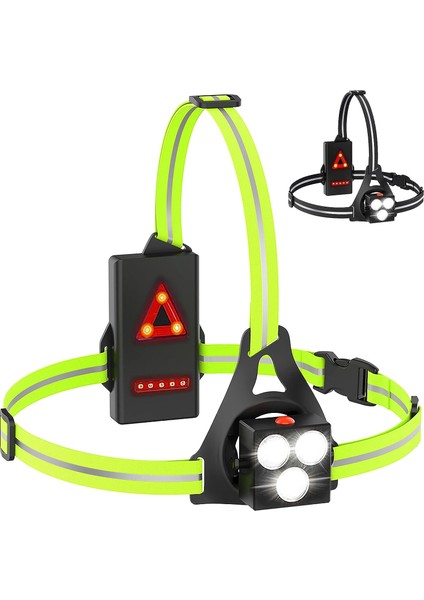 Koşu Işığı, USB Şarj Edilebilir Koşu Göğüs LED Işığı, Güvenlik Göstergeleri ve Işık Şeritleri ile Koşu Işığı, Koşu, Yürüyüş, Doğa Sporları Için Göğüs Lambası (Yeşil) (Yurt Dışından)