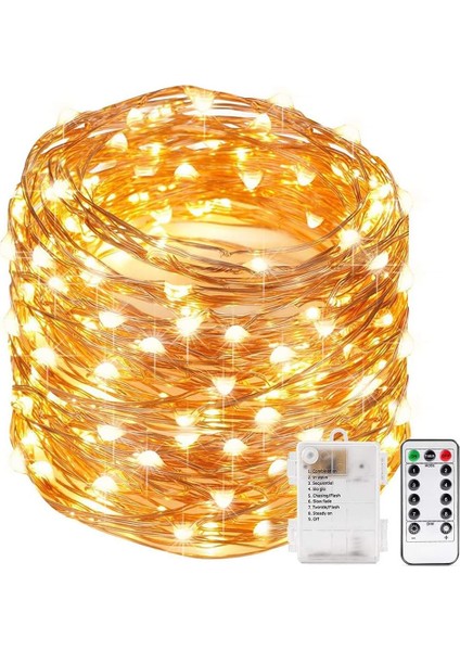 10M 100 Uzaktan Kumandalı ve Zamanlayıcılı LED Peri Işıkları 8 Mod Kısılabilir Pille Çalışan Peri Işıkları Dış Mekan Kapalı Oda Için Noel Noel Ağacı Partisi (Yurt Dışından)