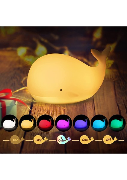 Çocuklar Gece Lambası Sevimli Balina Silikon LED Gece Lambası Çocuk Dokunmatik Anahtarı ile Taşınabilir Bebek Odası, Yatak Odası, Oturma Odası, Hediye (Yurt Dışından) fırsatları