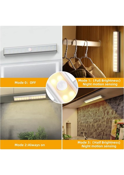 Şarj Edilebilir LED Hareket Sensörlü Işık, Kablosuz Dolap Işığı, Acil Durum El Lambası, Çocuk Gece Lambası, Aksan, 3000K Sıcak Beyaz (Yurt Dışından) fiyatları