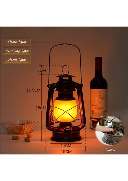 Vintage Fener Hurricane Lambası Şarj Edilebilir Akülü Masa Lambası LED Alev Işığı Gece Lambası Açık Hava Retro Kısılabilir Kamp Lambası, Şarj Aleti, 3 Işık Modu, 1800MAH, Bronz (Yurt Dışından) fırsatları