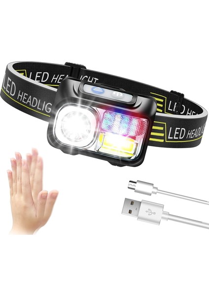 Şarj Edilebilir LED Far, 9 Ayarlanabilir Aydınlatma Moduna Sahip Güçlü Su Geçirmez Kafa Feneri Çocuklar ve Yetişkinler Için Uygun Farlar Balıkçılık, Kamp, Bisiklete Binme (Yurt Dışından)