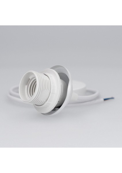 E27 Lamba Soketi - Ampul Askısı Için Tavan Sabitleme Halkalı Soket - Sabitleme Halkalı Beyaz Kablo ve 80 cm Kordon (Yurt Dışından) fiyatları