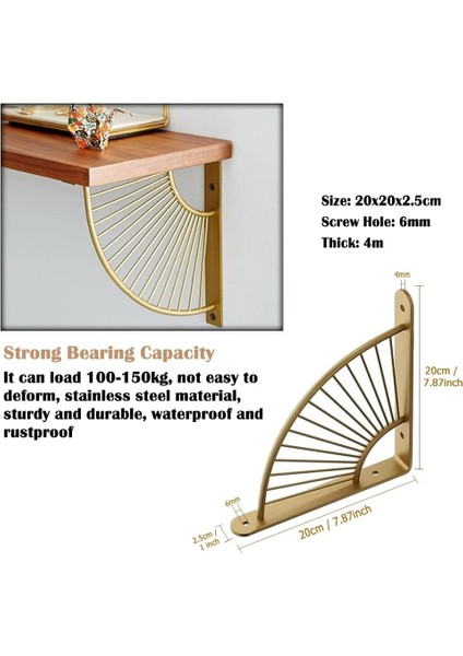 Doriwy 2'li Duvar Raf Braketi Seti 200MM Paslanmaz Çelik Konsol Braketi Duvar Braketi Demir Duvar Raf Braketleri Için Raf Braketleri (Altın) - - (Yurt Dışından) fiyatları