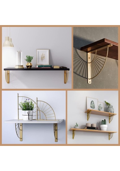 Doriwy 2'li Duvar Raf Braketi Seti 200MM Paslanmaz Çelik Konsol Braketi Duvar Braketi Demir Duvar Raf Braketleri Için Raf Braketleri (Altın) - - (Yurt Dışından) indirimleri