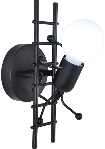 Insansı Duvar Lambası Kapalı E27 Modern Endüstriyel Duvar Aplik Oturma Odası Koridor Yatak Odası Için Basit Stil Duvar Lambası 220V Ampul Dahil Değil (Siyah) (Yurt Dışından)