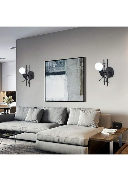 Insansı Duvar Lambası Kapalı E27 Modern Endüstriyel Duvar Aplik Oturma Odası Koridor Yatak Odası Için Basit Stil Duvar Lambası 220V Ampul Dahil Değil (Siyah) (Yurt Dışından) fiyatları