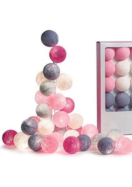 20 LED Peri Işıkları Lampion Küre, Pil Kumandalı Pamuk Topu Işıklar LED Parti Temalı Noel Kreş Gece Işık Dekorasyonu (Yurt Dışından)