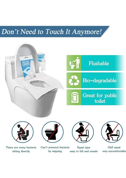 60 Adet Tek Kullanımlık Tuvalet, Biyobozunur Kağıtta Tek Kullanımlık Klozet Kapakları Umumi Tuvaletler Için Bireysel Ambalaj/g (Yurt Dışından) fırsatları