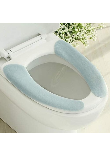 3 Çift Yapışkanlı Klozet Minderi - Sıcak Tutar ve Yıkanabilir - Mavi (Yurt Dışından)