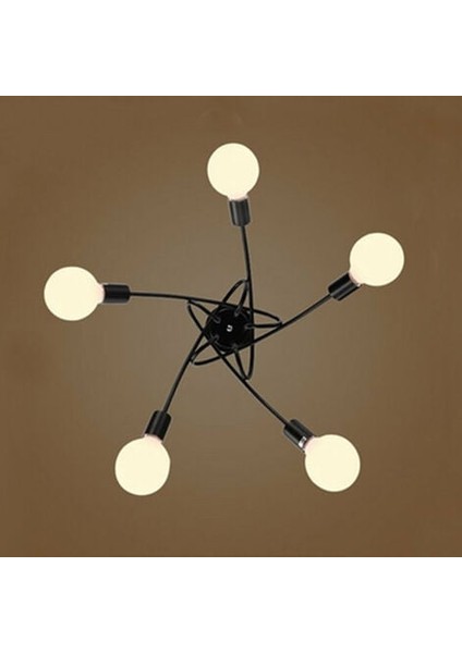 Tavan Lambası Edison 5 Başlıklı Metal Demir Endüstriyel Yaratıcı Siyah, Vintage Sarkıt E27 Işık Fikstürü Retro Yemek Odası Otel Yatak Odası Ev Aydınlatma Aksesuarları - Siyah (Yurt Dışından) indirimleri