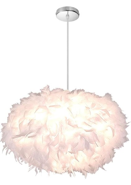 Modern Sarkıt Avize Beyaz Tüy Abajur E27 Sarkıt Yatak Odası Oturma Odası Için - Ø 45CM Oval (Yurt Dışından)