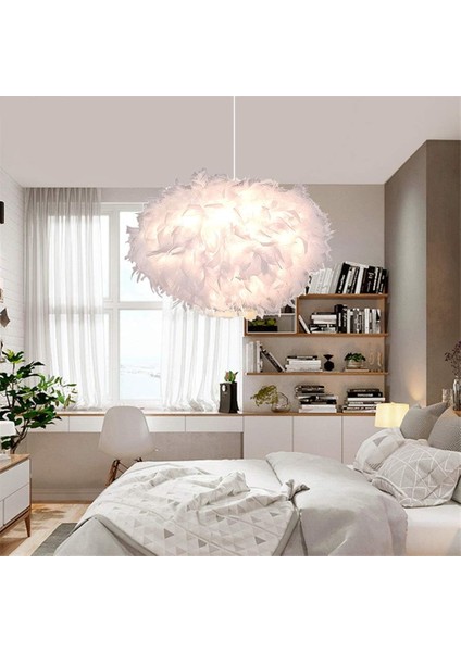 Modern Sarkıt Avize Beyaz Tüy Abajur E27 Sarkıt Yatak Odası Oturma Odası Için - Ø 45CM Oval (Yurt Dışından) fiyatları