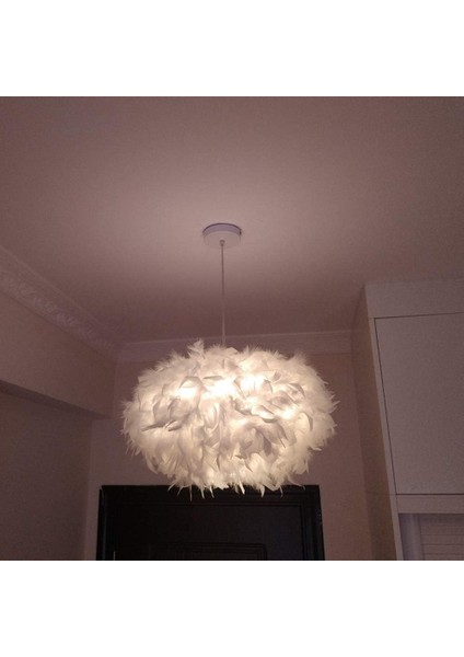 Modern Sarkıt Avize Beyaz Tüy Abajur E27 Sarkıt Yatak Odası Oturma Odası Için - Ø 45CM Oval (Yurt Dışından) fırsatları