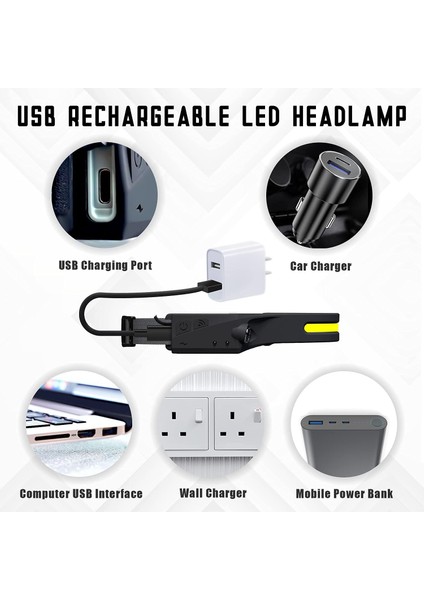 LED Far USB Şarj Edilebilir Su Geçirmez Cob Xpe Farlar Koşu, Kamp, Koşu, Bisiklet Kaskı, Balık, Tamir, Fotoğraf Çekme, Çocuk Okuma ile 5 Model (Yurt Dışından) fırsatları
