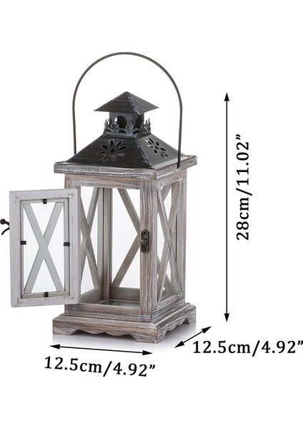 Fener Mumluk Vintage Fener Ahşap Metal Dekoratif Fener Tutucu Açık Rustik Düğün Centerpiece Asılı Fener Çiftlik Evi Kapalı Açık Fener Dekor 28 cm (Yurt Dışından) modelleri