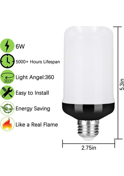 LED Alev Efektli Yangın Ampulü, Yükseltilmiş 4 Mod Titreşen Ateş Noel Süslemeleri Işıkları, Baş Aşağı Efektli E26 Taban Alev Ampulü (2 Paket) (Yurt Dışından) fırsatları