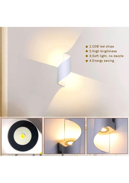 LED Dış Duvar Lambası Su Geçirmez IP66 Modern Alüminyum Dış Duvar Lambası Avlu Bahçe Teras Için Dış Işık Duvara Yakın Veranda Villa Koridoru Sıcak Beyaz (Beyaz) (Yurt Dışından)