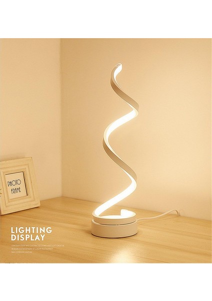 Spiral LED Başucu Lambası 12W Sıcak Beyaz Göz Koruma Parlaklığı, LED Masa Lambası/yatak Odası Oturma Odası Için Dekoratif Aydınlatma (Beyaz) (Yurt Dışından)