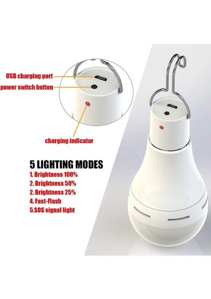 Güneş Enerjili LED Ampul - Taşınabilir USB Şarj Fener Spot Işığı Lamba Kapalı Ofis Mutfak Açık Yürüyüş Kamp Çadırı Balıkçılık Aydınlatma Için Güneş Paneli ile Okuma (Yurt Dışından) indirimleri